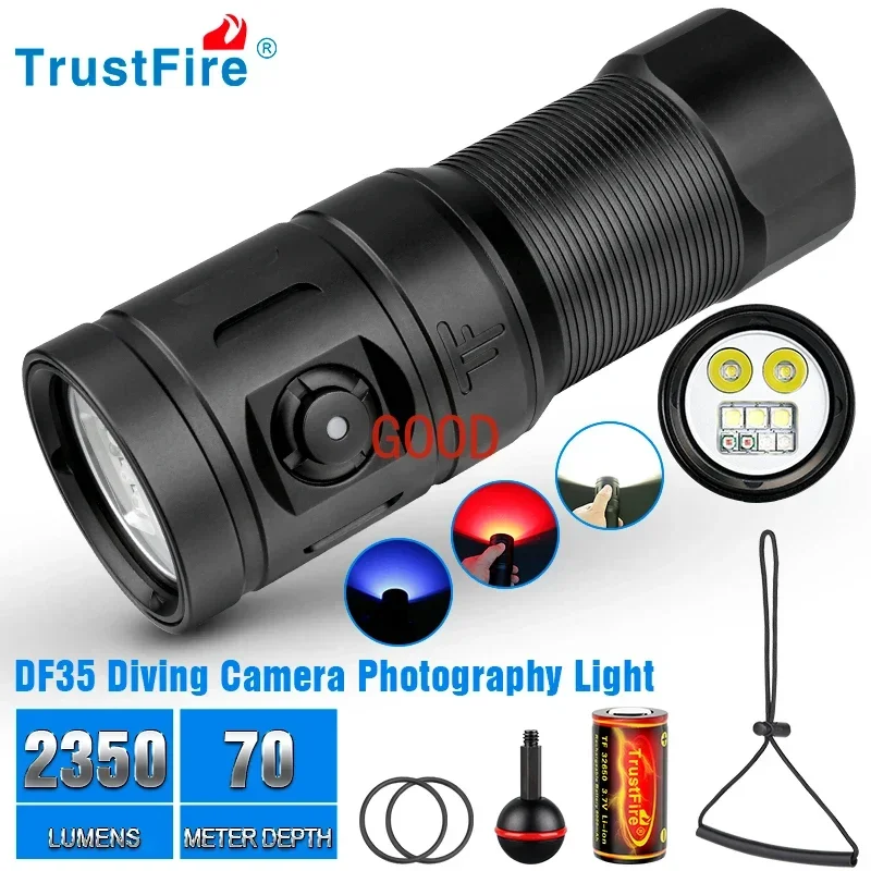 Underwater Flashlight - Trustfire DF35 Tauchlampe, 2350 Lumen, LED-Scheinwerfer,