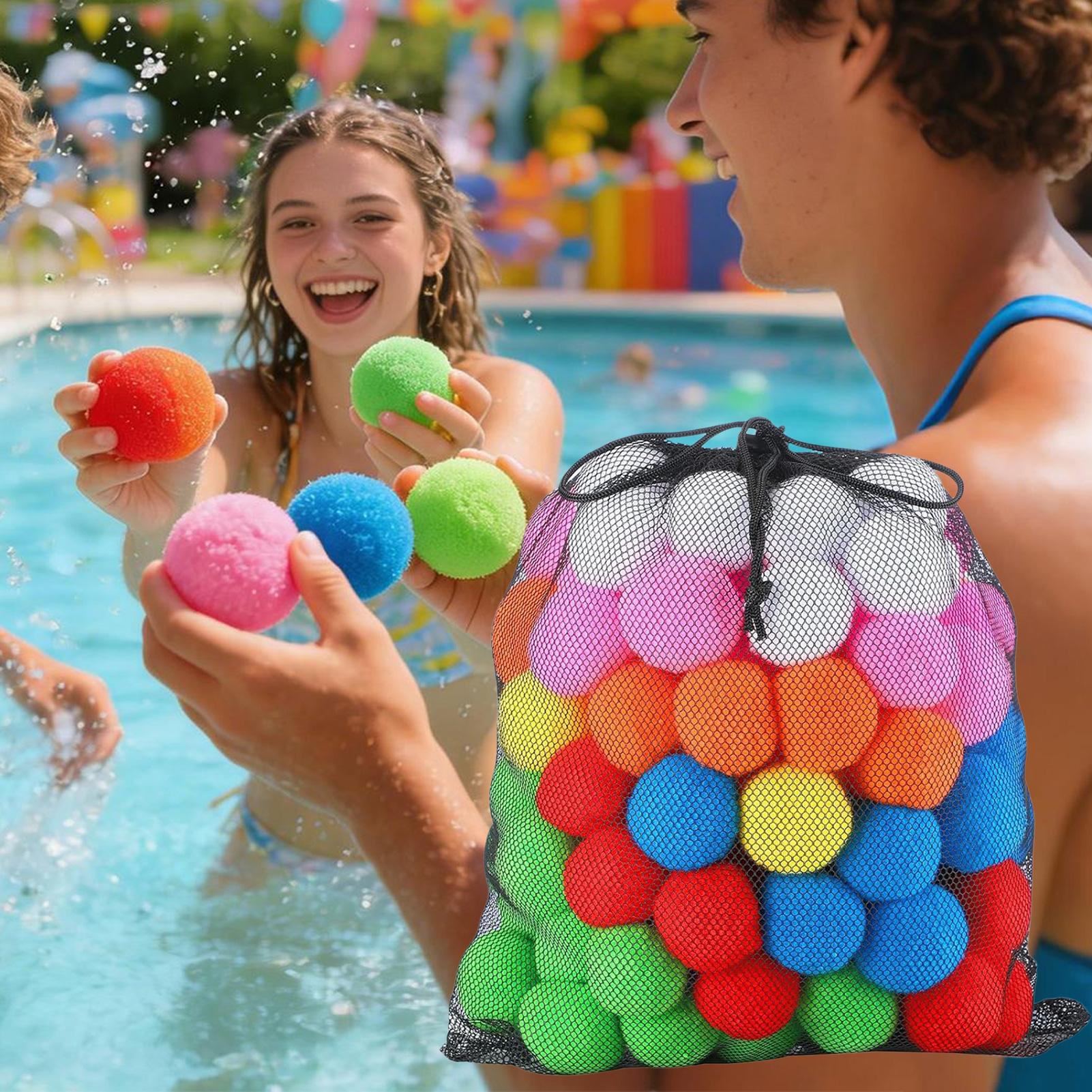 Aquatic Sports - 60 Stück wiederverwendbare Wasserschwammbälle, weiche Spielzeuge,